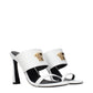 White Leather Stiletto Heel Sandals