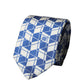 Blue White Geometric Silk Adjustable Men Tied Necktie Tie