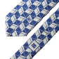 Blue White Geometric Silk Adjustable Men Tied Necktie Tie