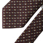 Burgundy Geometric Silk Adjustable Men Tied Necktie Tie