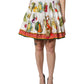 Multicolor Vegetable Print Short Poplin Mini Skirt
