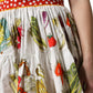 Multicolor Vegetable Print Short Poplin Mini Skirt