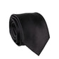 Black Solid Silk Satin Wide Adjustable Men Necktie Tie