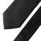 Black Solid Silk Satin Wide Adjustable Men Necktie Tie