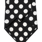 Black White Polka Dot Silk Adjustable Women Necktie Tie