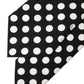 Black White Polka Dot Silk Adjustable Women Necktie Tie