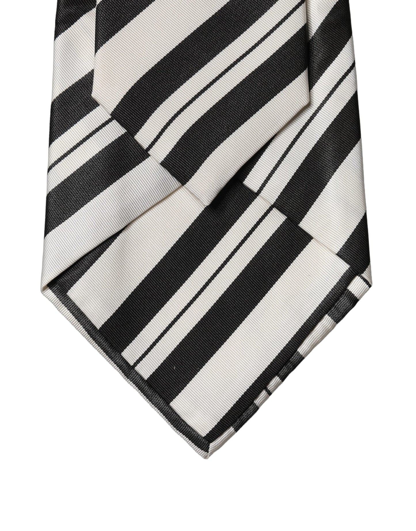 Black White Stripes Silk Adjustable Women Necktie Tie