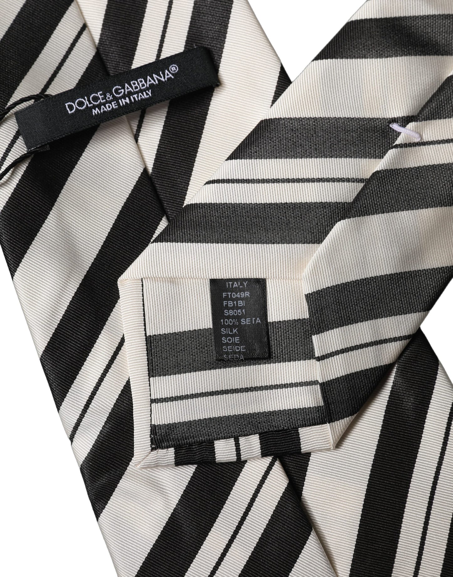 Black White Stripes Silk Adjustable Women Necktie Tie