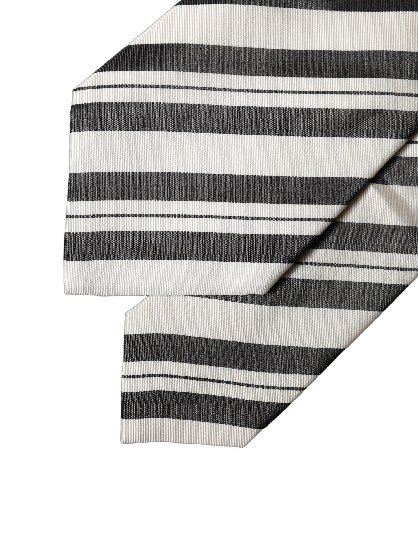Black White Stripes Silk Adjustable Women Necktie Tie