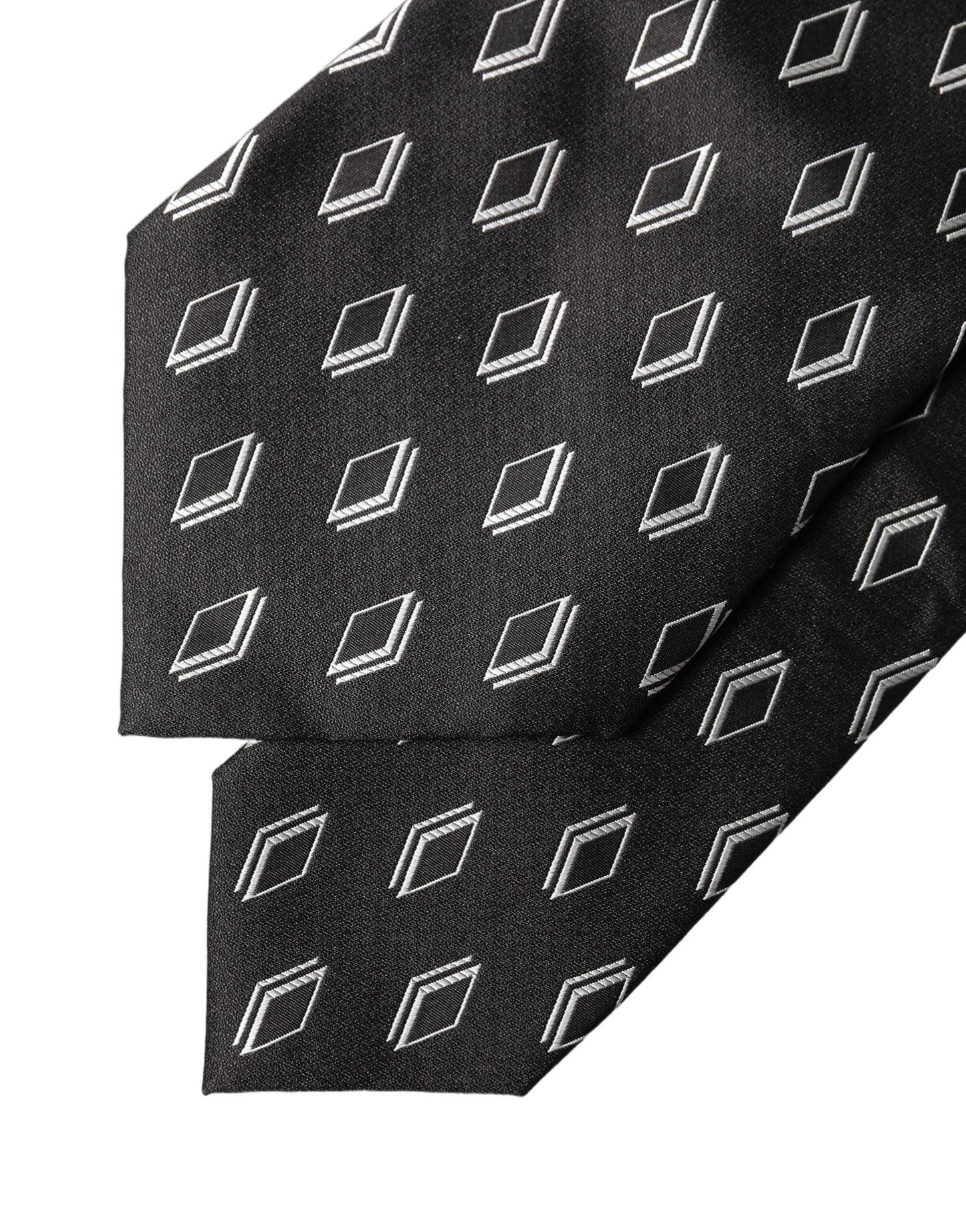 Black Patterned Silk Adjustable Women Tied Necktie Tie