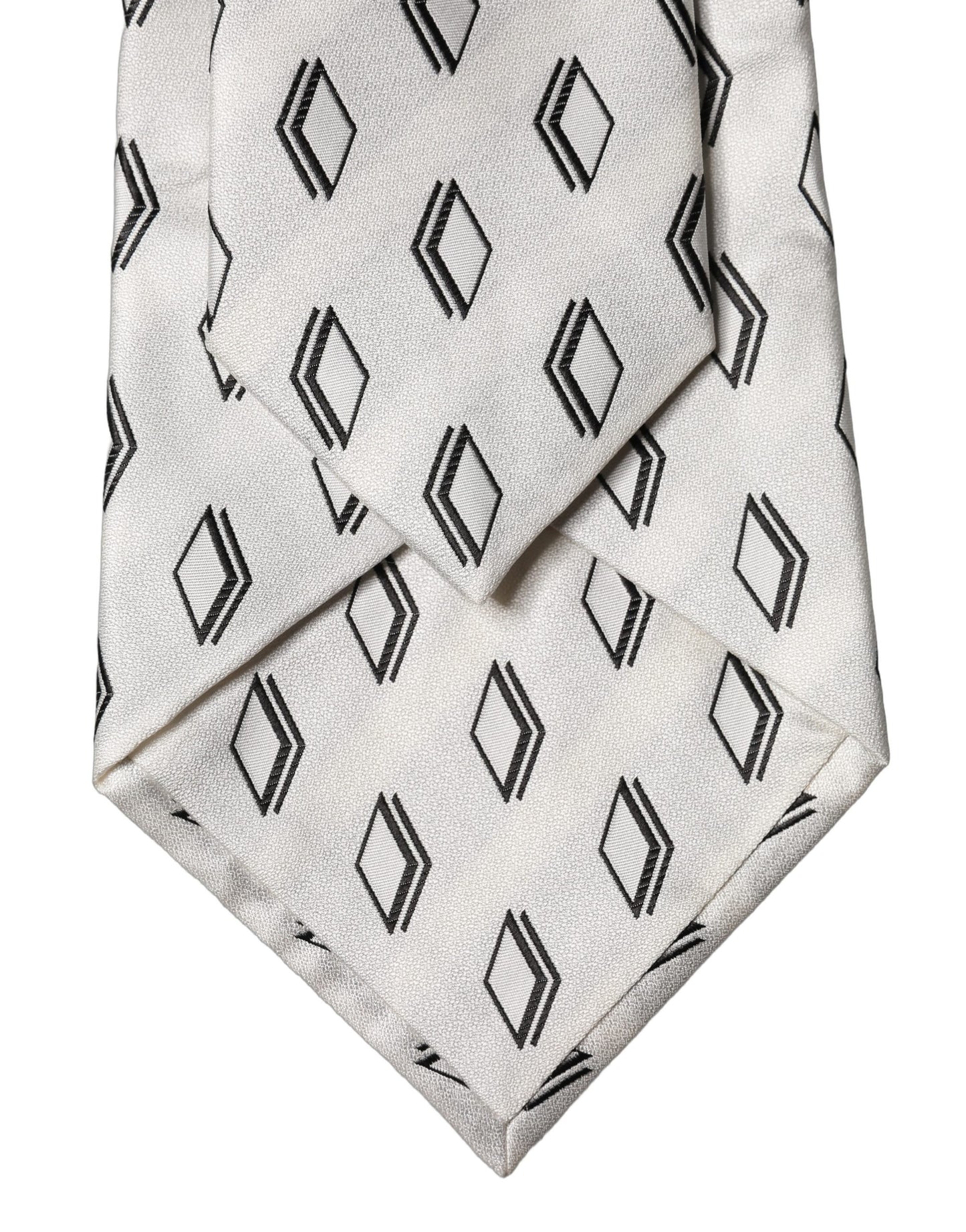 White Patterned Silk Adjustable Women Tied Necktie Tie