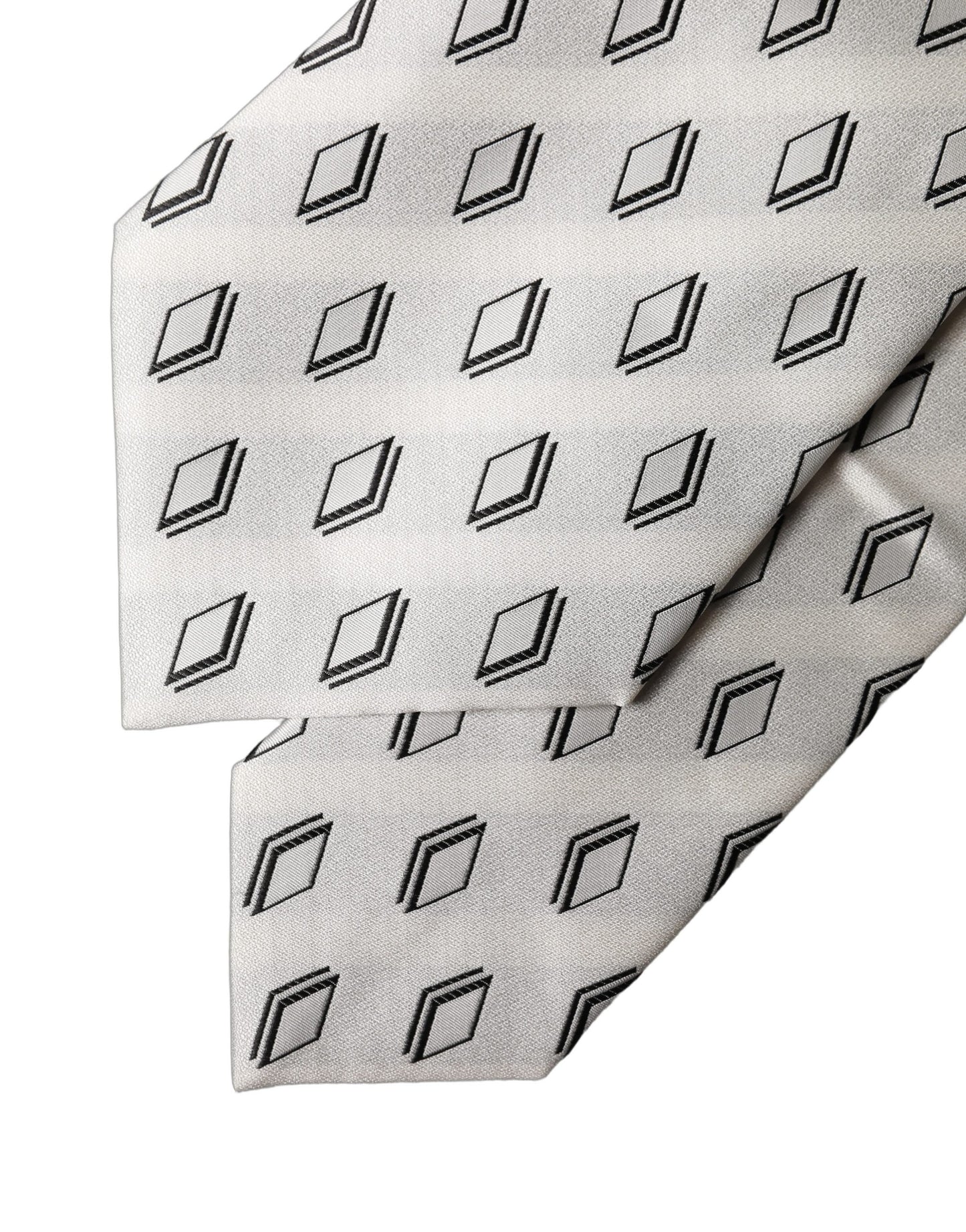 White Patterned Silk Adjustable Women Tied Necktie Tie