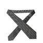 Black White Geometric Silk Adjustable Women Necktie Tie