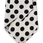 White Black Polka Dot Silk Adjustable Women Necktie Tie