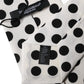 White Black Polka Dot Silk Adjustable Women Necktie Tie