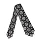 Black White Floral Silk Adjustable Women Necktie Tie