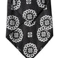 Black White Floral Silk Adjustable Women Necktie Tie