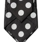 Black White Polka Dot Silk Adjustable Women Necktie Tie