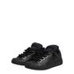 Black Leather Low Top Portofino Sneakers Shoes