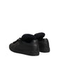 Black Leather Low Top Portofino Sneakers Shoes
