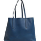 Leather Navy Blue Shopping Tote