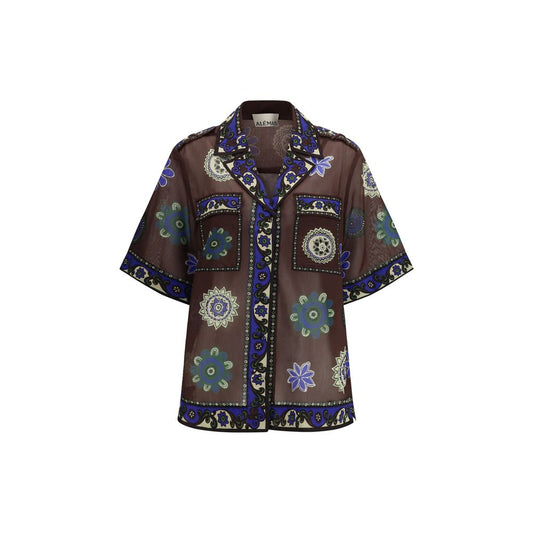 Brown Ramie Pattern Shirt