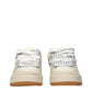 Beige Leather Low Top Sneakers