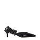 Black Leather High Heel Pumps
