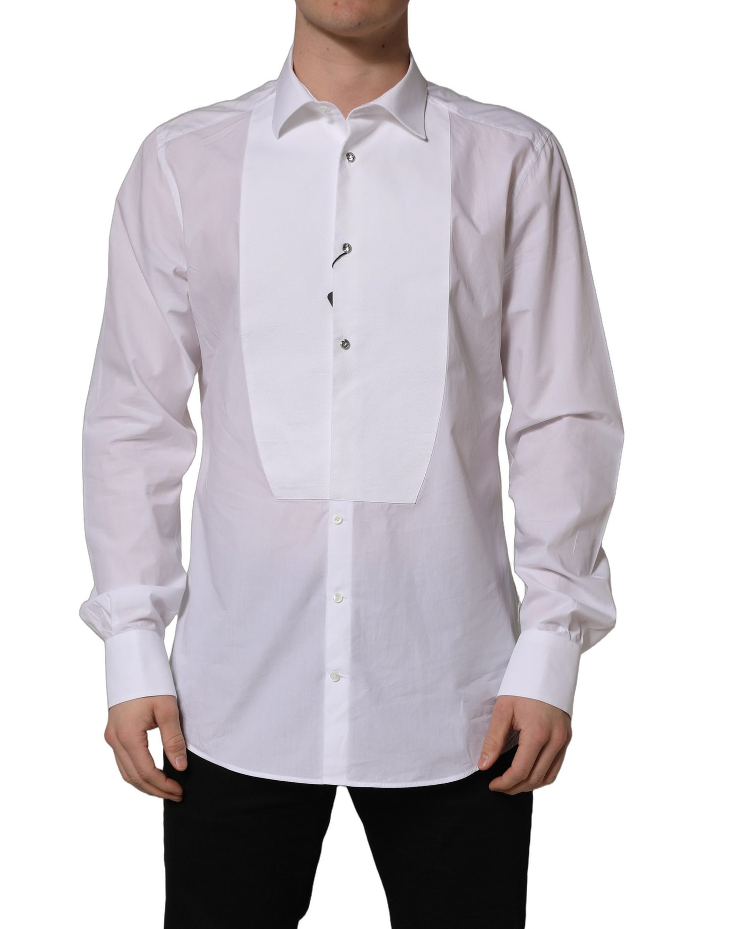 White Bib Cotton Poplin Dress Formal Shirt