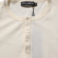 White Long Sleeves Henley Pullover Sweater