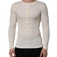 White Long Sleeves Henley Pullover Sweater