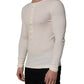 White Long Sleeves Henley Pullover Sweater