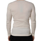 White Long Sleeves Henley Pullover Sweater