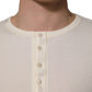 White Long Sleeves Henley Pullover Sweater
