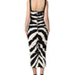 Black White Zebra Cady Calf Length Dress