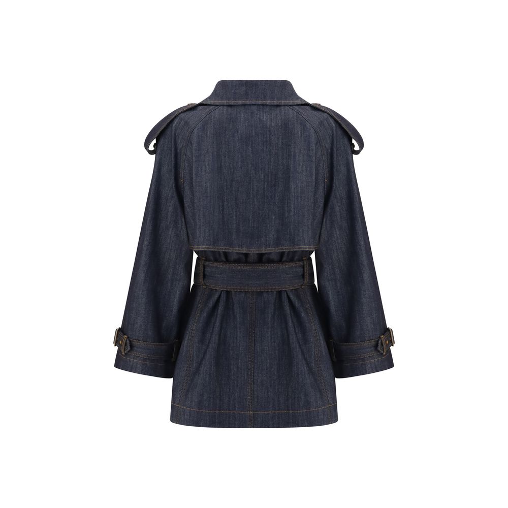 Blue Cotton Trench Coat