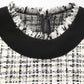 Black White Tweed Sheath A-line Midi Dress