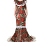 Multicolor Geranium Flower Lace Maxi Dress