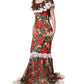 Multicolor Geranium Flower Lace Maxi Dress