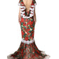 Multicolor Geranium Flower Lace Maxi Dress
