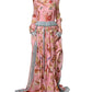 Light Pink Bread Print Pleated Maxi Dress