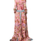 Light Pink Bread Print Pleated Maxi Dress