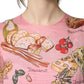 Light Pink Bread Print Pleated Maxi Dress