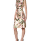 Light Pink LilyPrint Sleeveless Sheath Dress