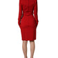 Red Cut Out Bodycon Long Sleeves Sheath Glove Dress