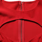 Red Cut Out Bodycon Long Sleeves Sheath Glove Dress