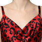 Red Leopard Draped Sleeveless Maxi Dress