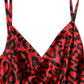Red Leopard Draped Sleeveless Maxi Dress