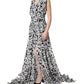 Black White Logo Sleeveless Floor Length Maxi Dress
