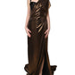 Bronze Asymmetrical Draping OneShoulder Dress